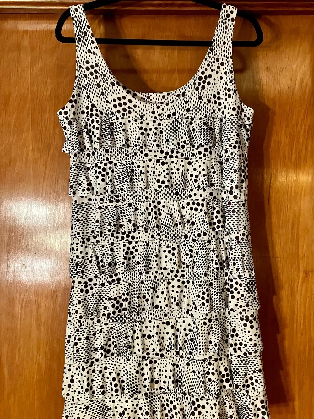 Sleeveless Black & White Polka Dot Mini Dress - Picture 1 of 6
